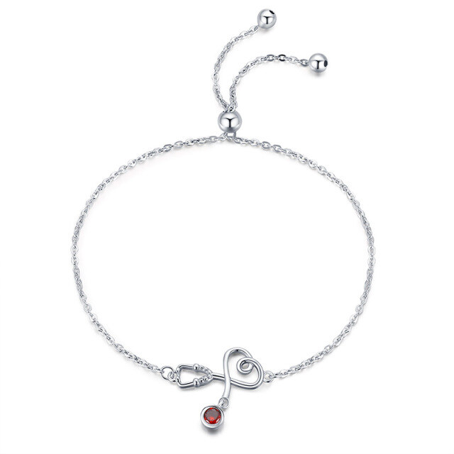 Sterling Silber Cubic Zirkonia Herz-Anhänger-Armband-1