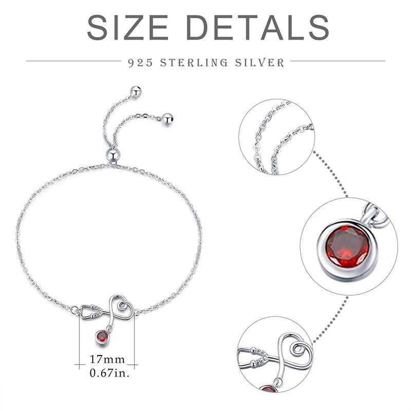 Bracelet en argent sterling avec pendentif en forme de coeur en zircon cubique-4