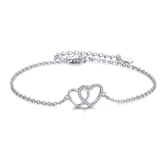 Bracciale con ciondolo a cuore in argento sterling con zirconia cubica