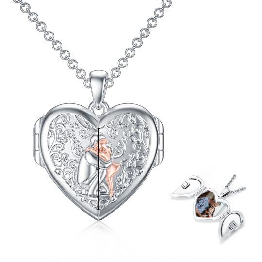 Collana con medaglione con foto personalizzata con ciondolo a forma di cuore in argento sterling e figlia di padre