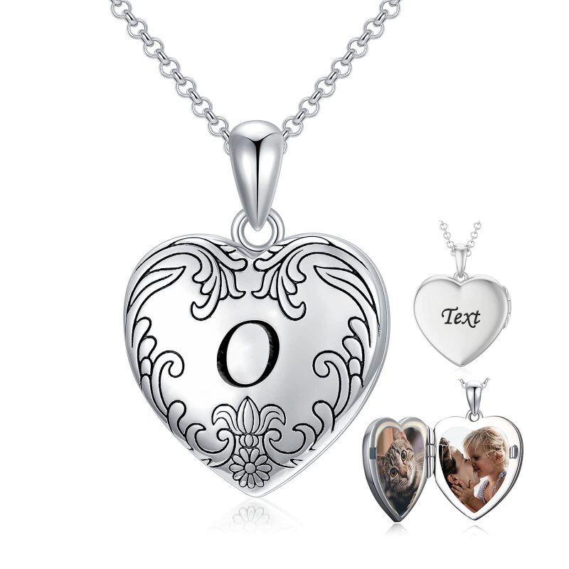 Sterling Silver Heart Pendant Initial Letter Personalized Photo Locket Necklace