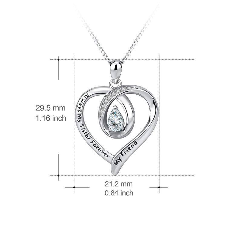 Collana con ciondolo a cuore in argento sterling con zirconia cubica e catena a cassetta-5