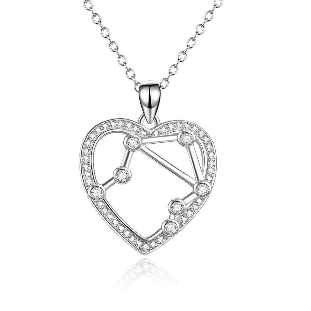 Collana con ciondolo a forma di cuore in argento sterling e zirconi cubici-1