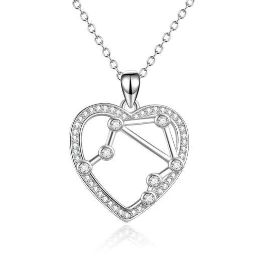 Sterling Silver Cubic Zirconia Heart Pendant Necklace