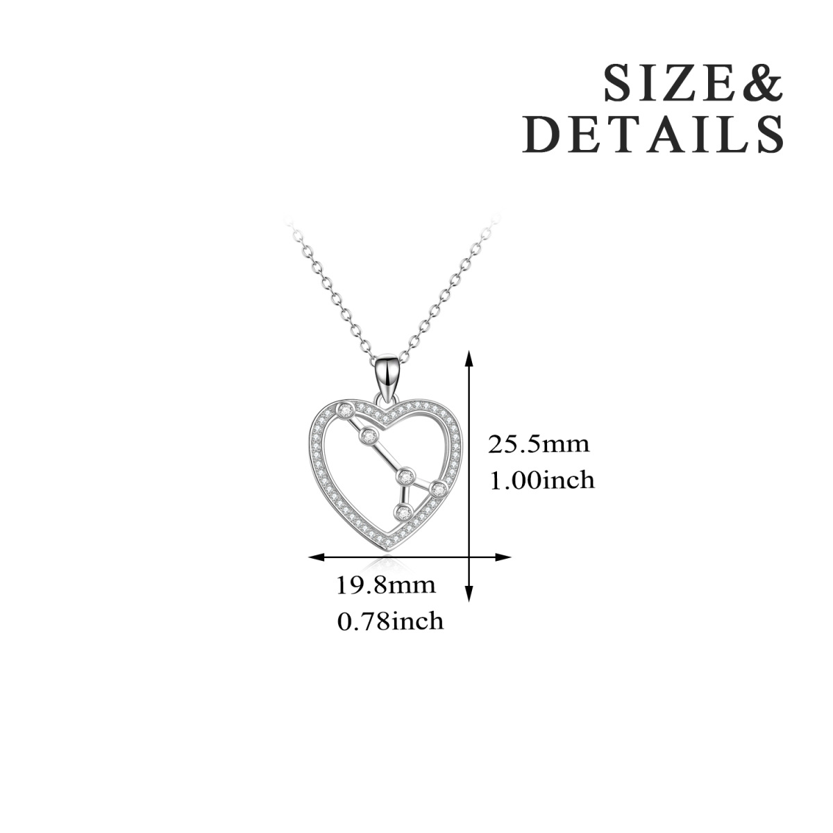 Collana con ciondolo a forma di cuore in argento sterling e zirconi cubici-6