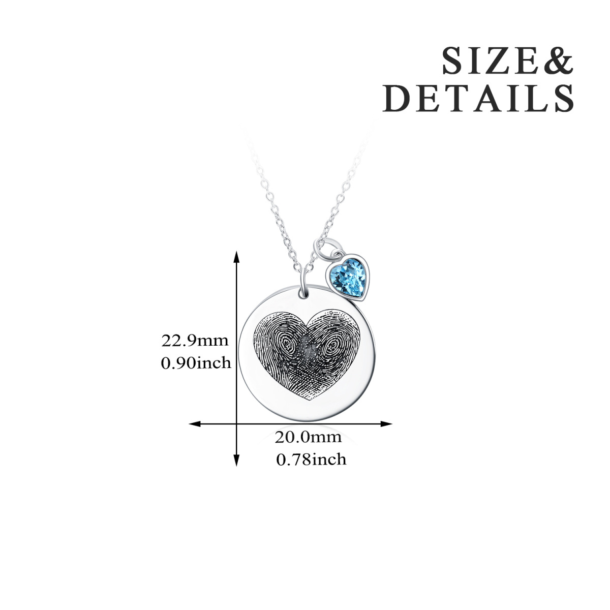 Sterling Silver Cubic Zirconia Heart Pendant Necklace with Engraved Word-5