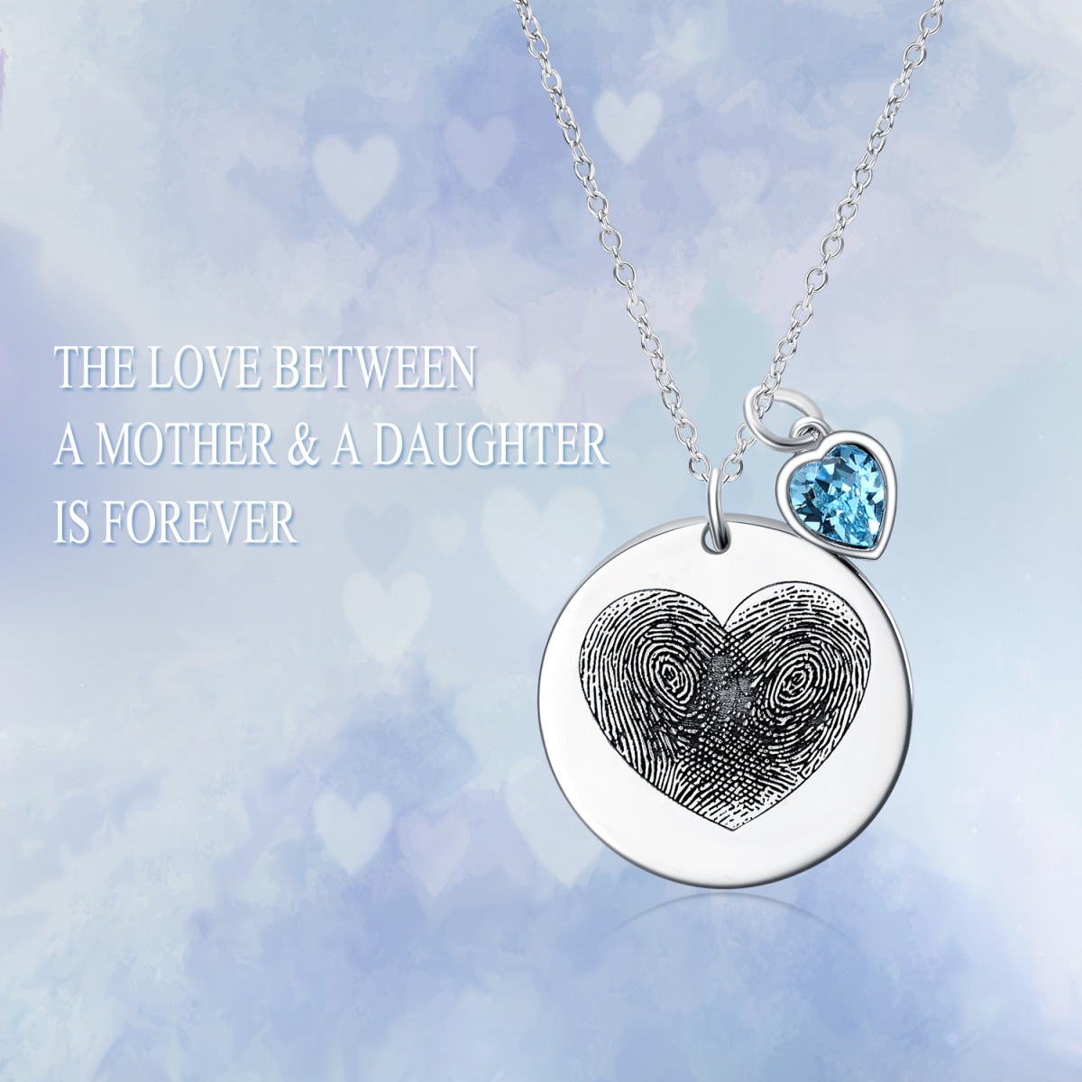 Sterling Silver Cubic Zirconia Heart Pendant Necklace with Engraved Word-6