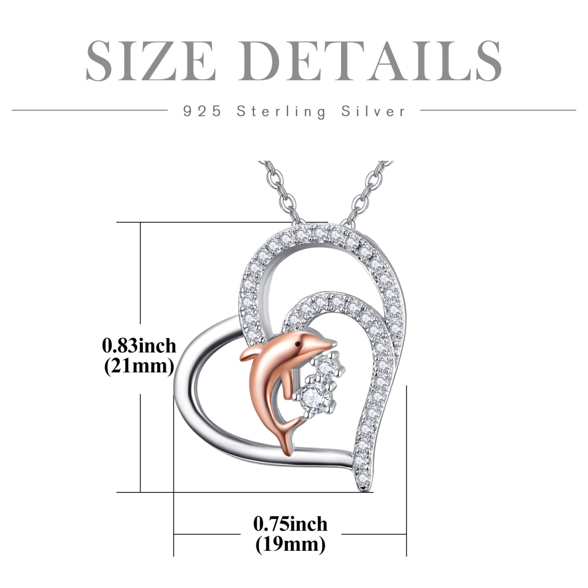 Sterling Silber Cubic Zirkonia Herz-Anhänger Halskette-5