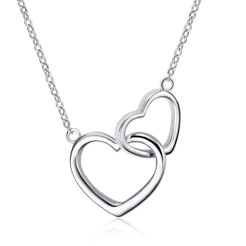 Sterling Silver Heart With Heart Pendant Necklace For Women-13