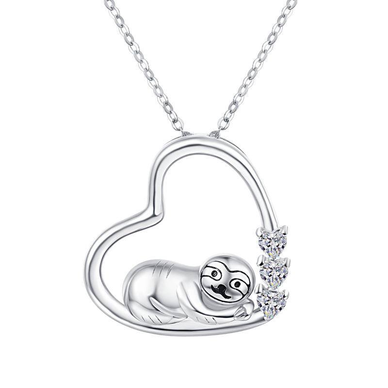 Collier pendentif coeur en argent sterling-1