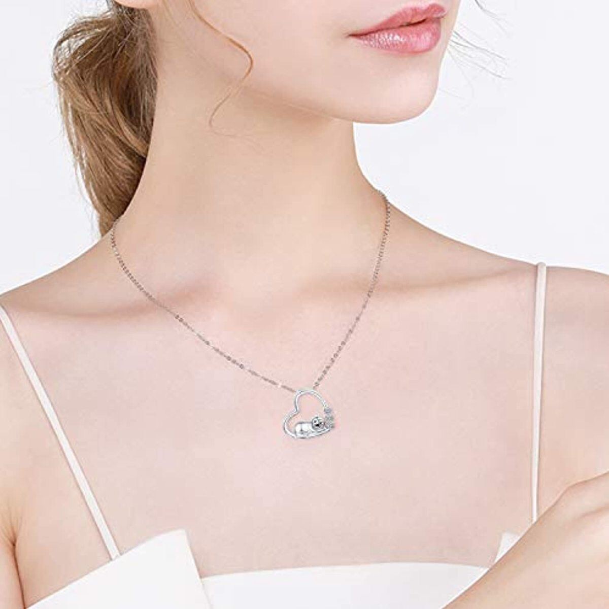 Sterling Silver Heart Pendant Necklace-2