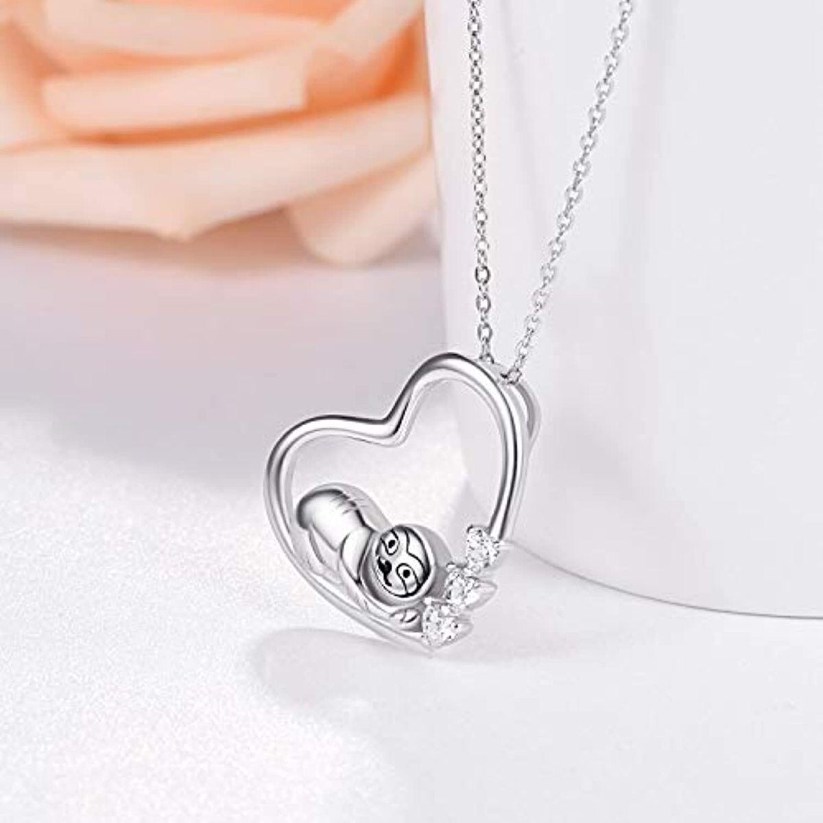 Sterling Silver Heart Pendant Necklace-3