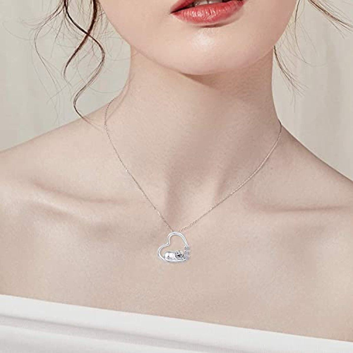 Sterling Silver Heart Pendant Necklace-4