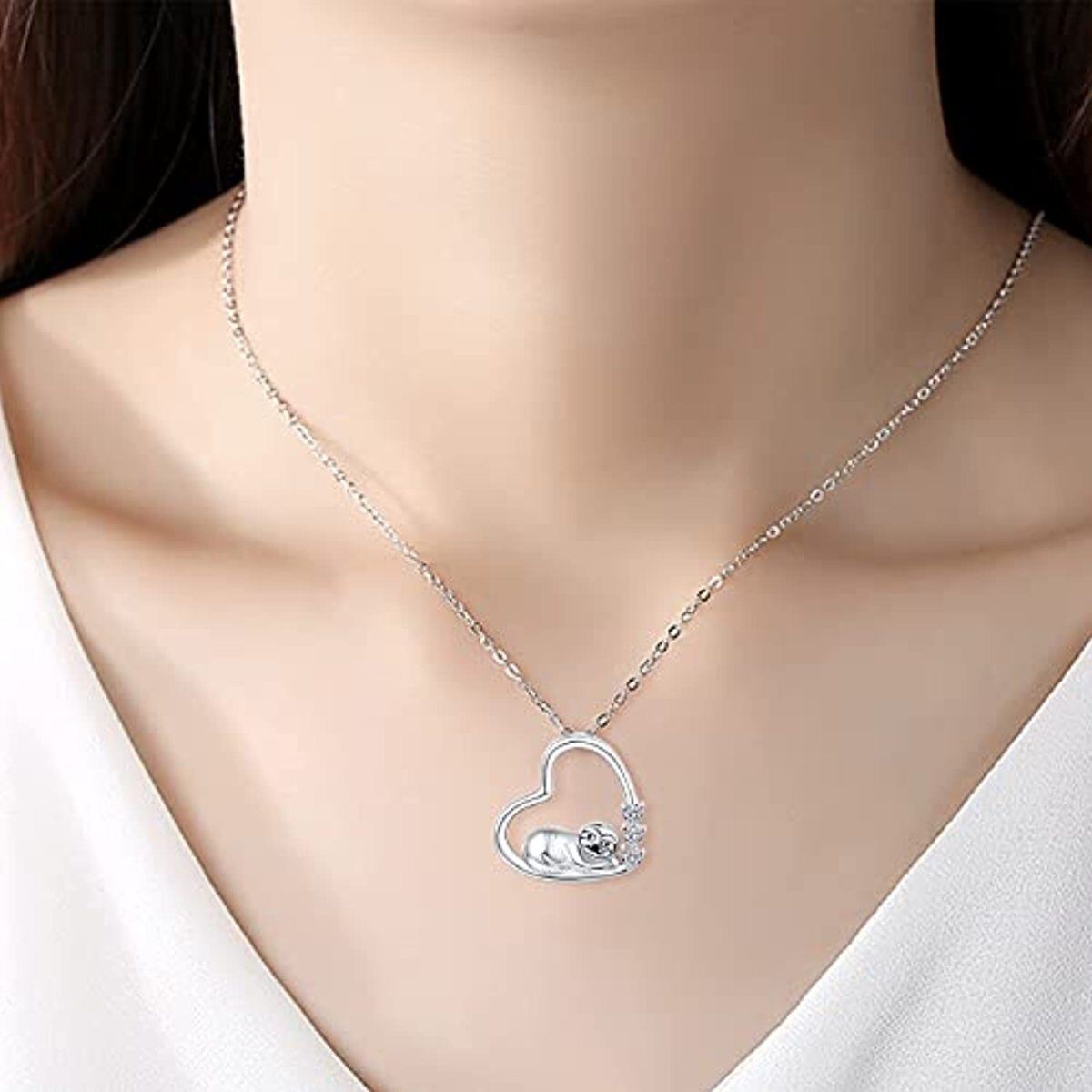 Sterling Silver Heart Pendant Necklace-5