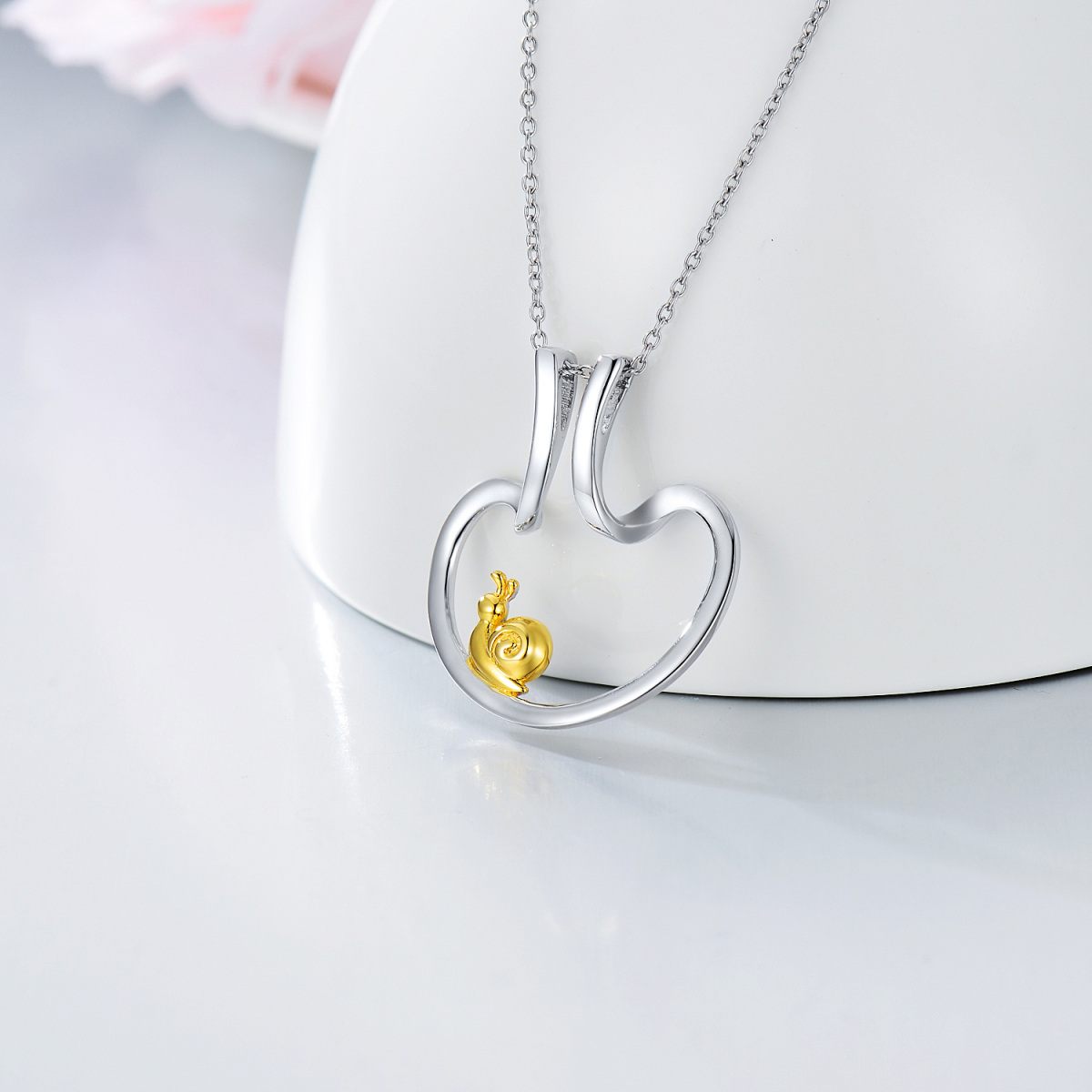 Collana con ciondolo a forma di cuore in argento sterling-3