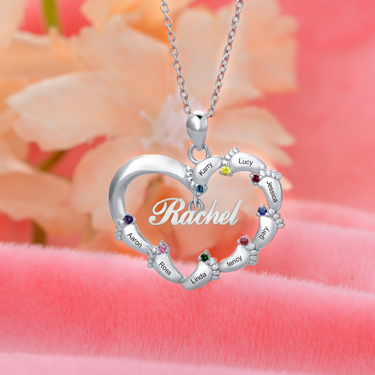 Sterling Silver Cubic Zirconia Heart Pendant Necklace-2