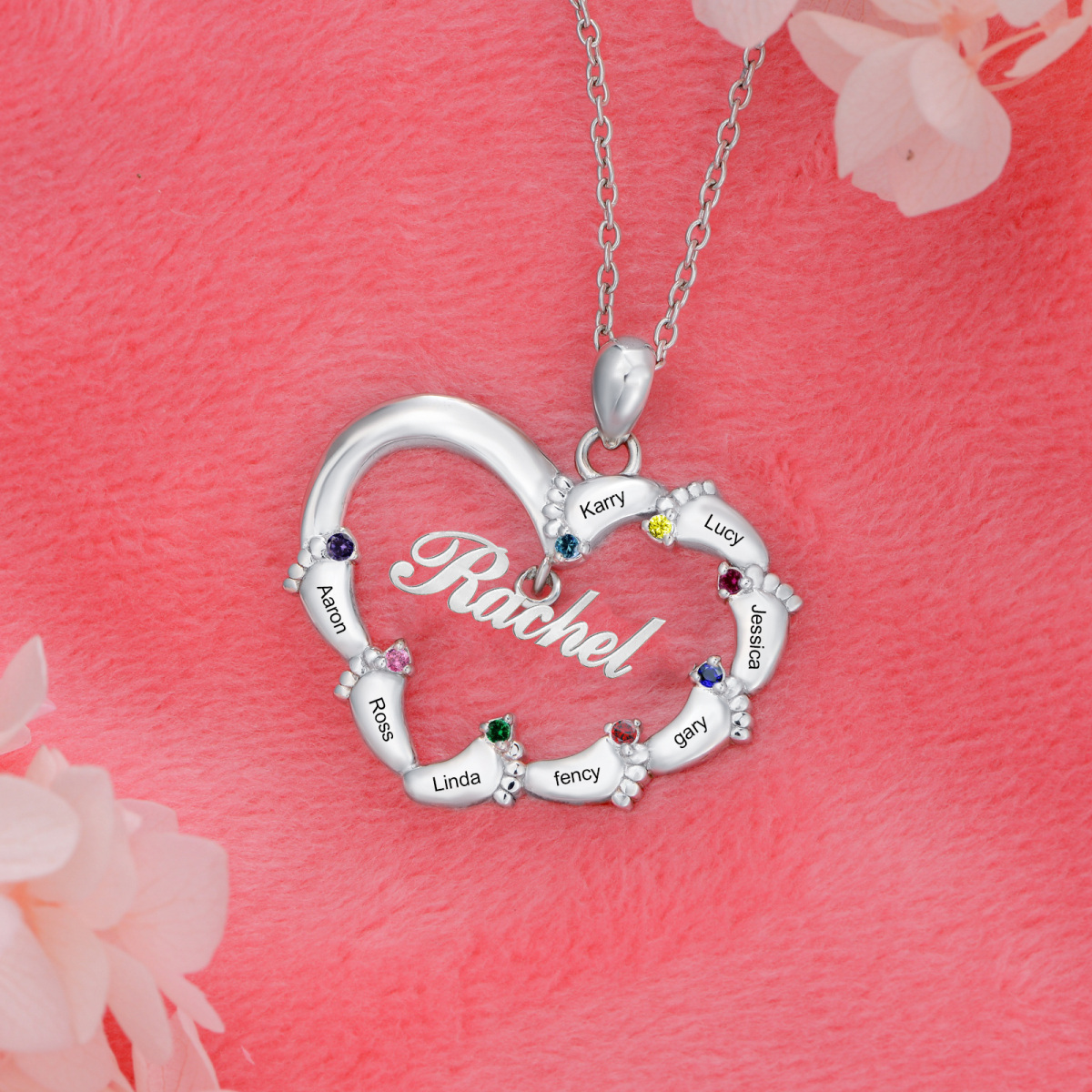 Sterling Silver Cubic Zirconia Heart Pendant Necklace-3