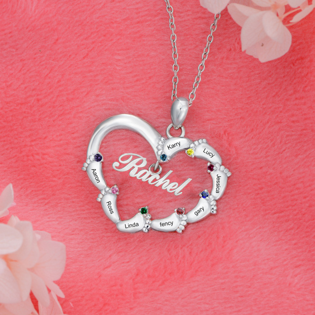 Collar de plata de ley con colgante de corazón de circonita cúbica-3