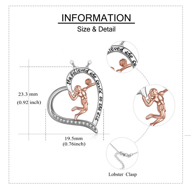 Collar con colgante de corazón de circonita cúbica en plata de ley Ella creyó que podía y lo hizo-5