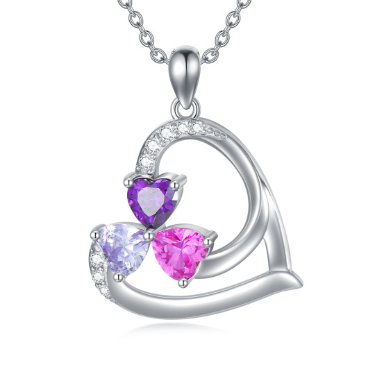 Collana da donna con incisione personalizzata su pietra portafortuna a forma di cuore in argento sterling