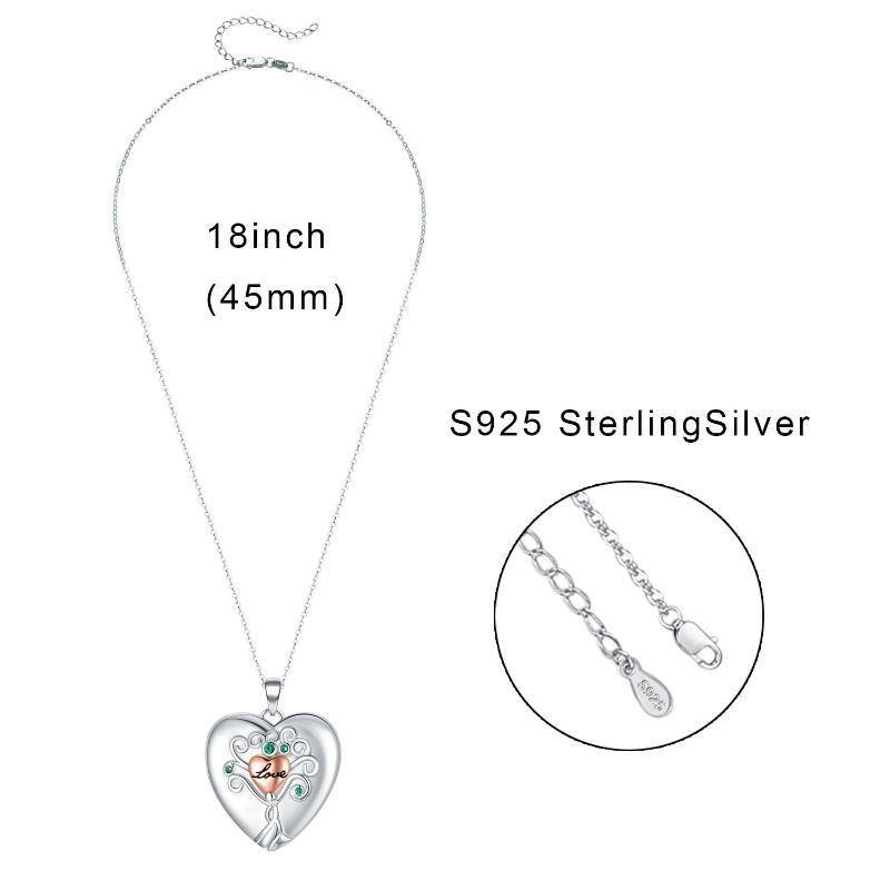 Colgante de Plata de Ley Corazón Personalizado Foto Locket Collar-6