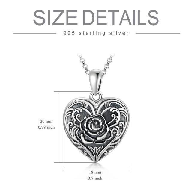 Sterling Silber Herz-Anhänger & Rose Personalisierte Gravur und Foto Medaillon Halskette-8