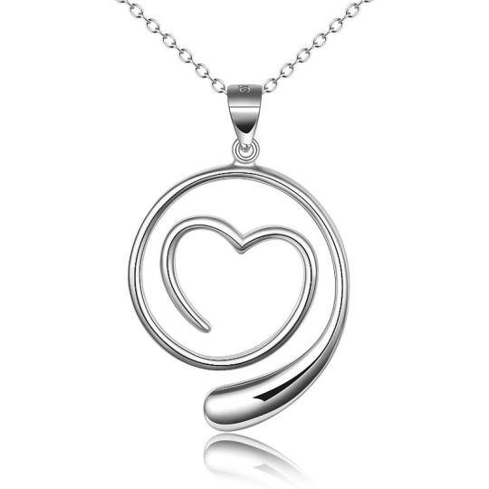 Sterling Silver Heart Pendant Wedding Ring Keeper Necklace