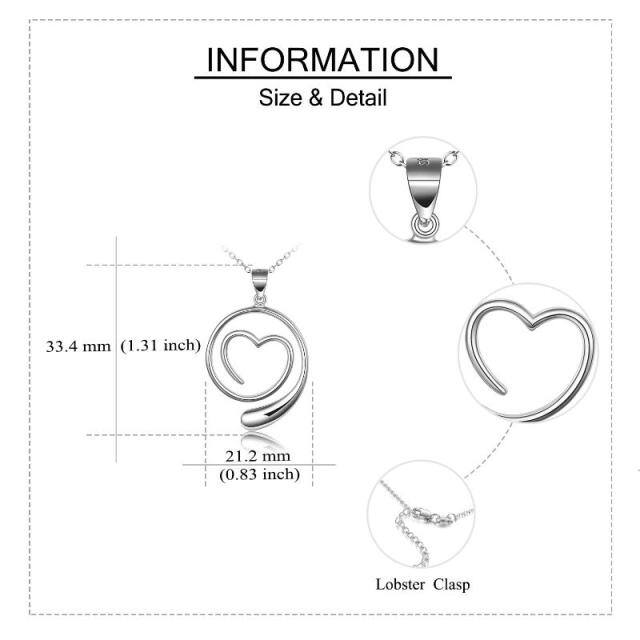 Collar de plata de ley con colgante de corazón y anillo de boda-5