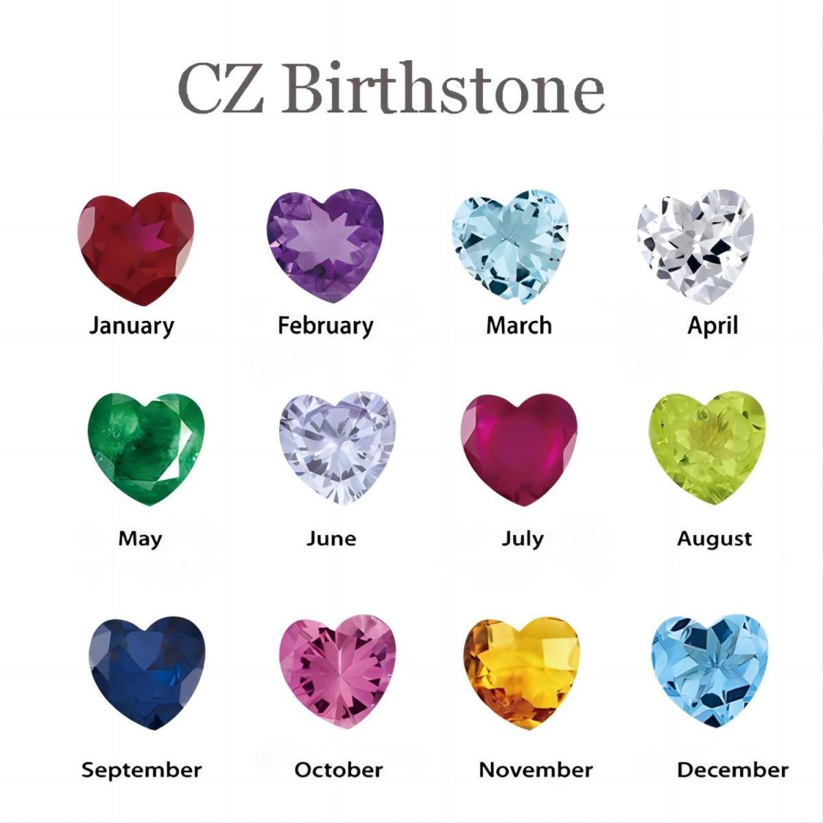 Sterling Silber Cubic Zirkonia Herz personalisierte klassische Name Birthstone Anhänger Halskette-3