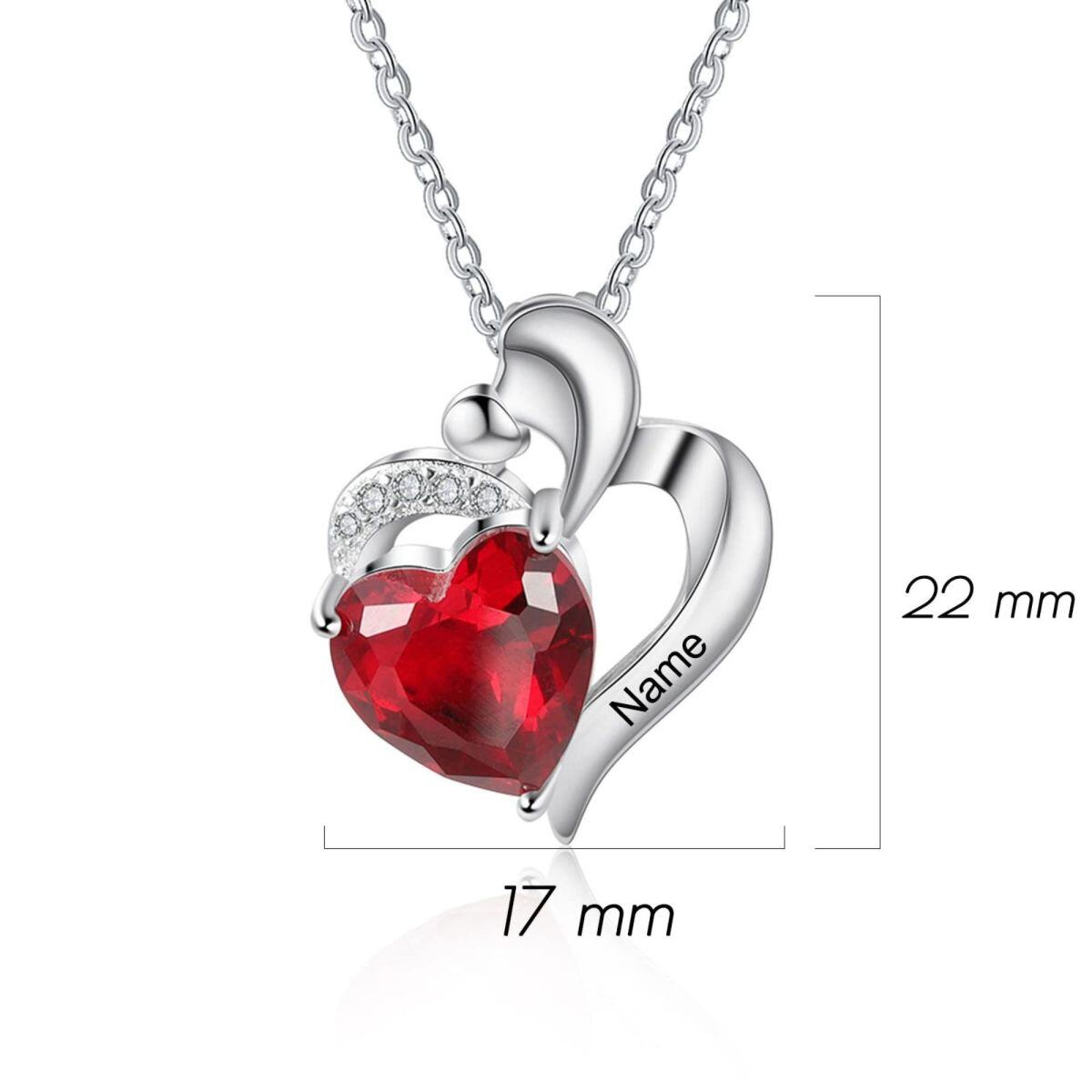 Sterling Silber Cubic Zirkonia Herz personalisierte klassische Name Birthstone Anhänger Halskette-4