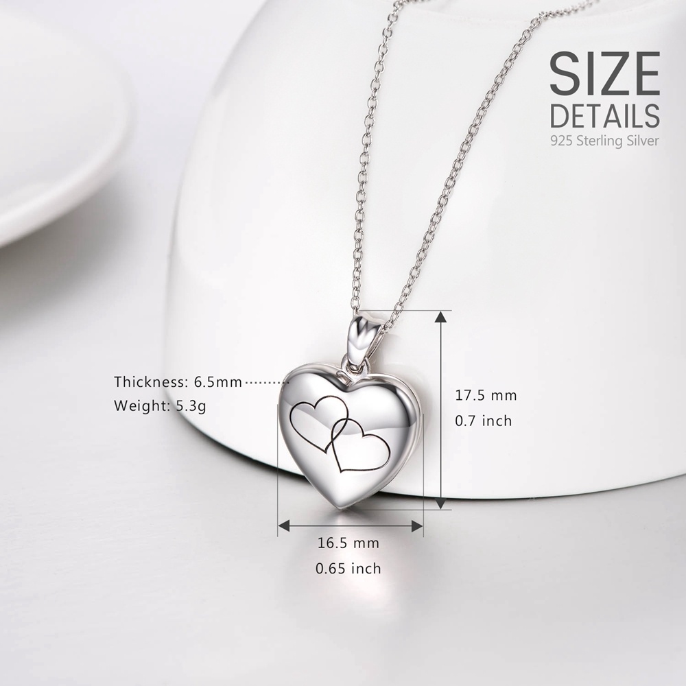 Collana con medaglione con foto personalizzata a forma di cuore in argento sterling incisa per sempre nel mio cuore-4
