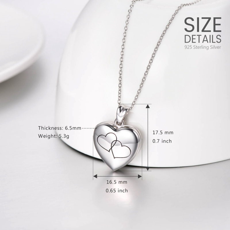 Collier médaillon photo personnalisé en argent sterling gravé pour toujours dans mon cœur-4
