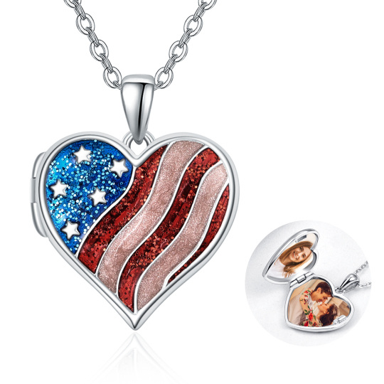 Plata de Ley Corazón Personalizado Foto Locket Collar