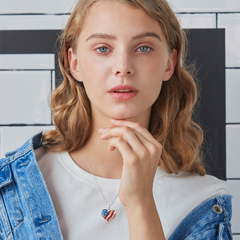 Sterling Silver Heart Personalized Photo Locket Necklace-2