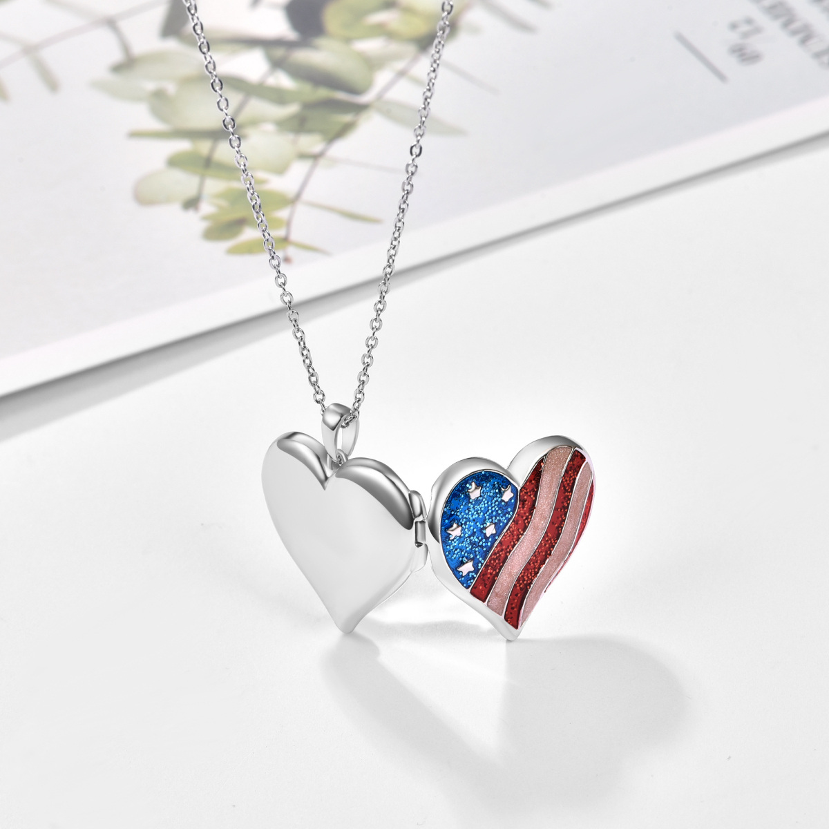 Sterling Silver Heart Personalized Photo Locket Necklace-3