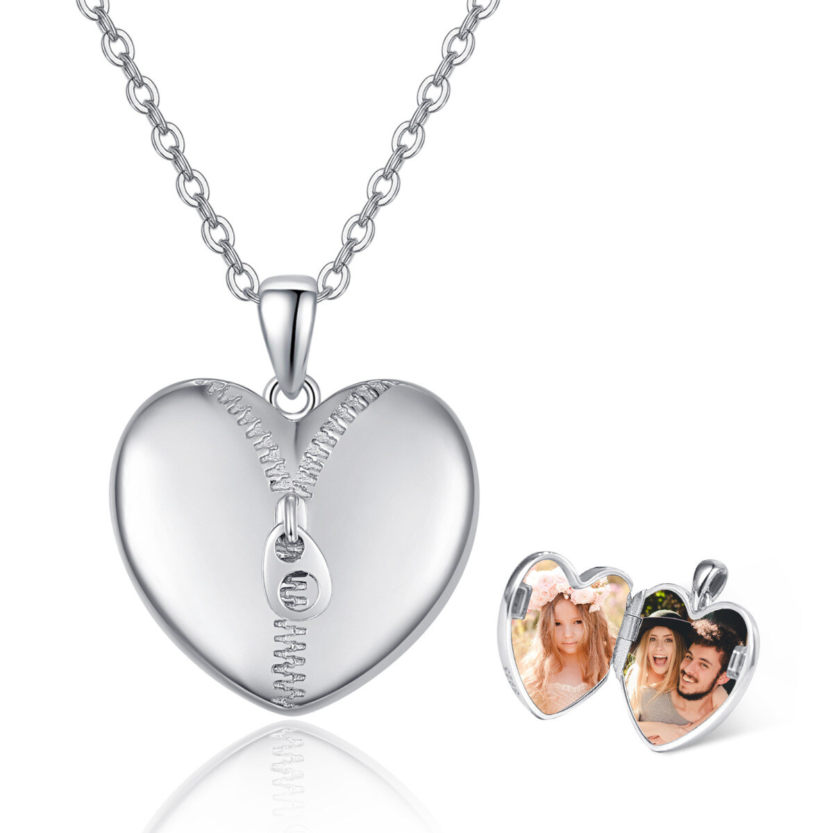 Collana con medaglione personalizzato con cuore in argento sterling-1