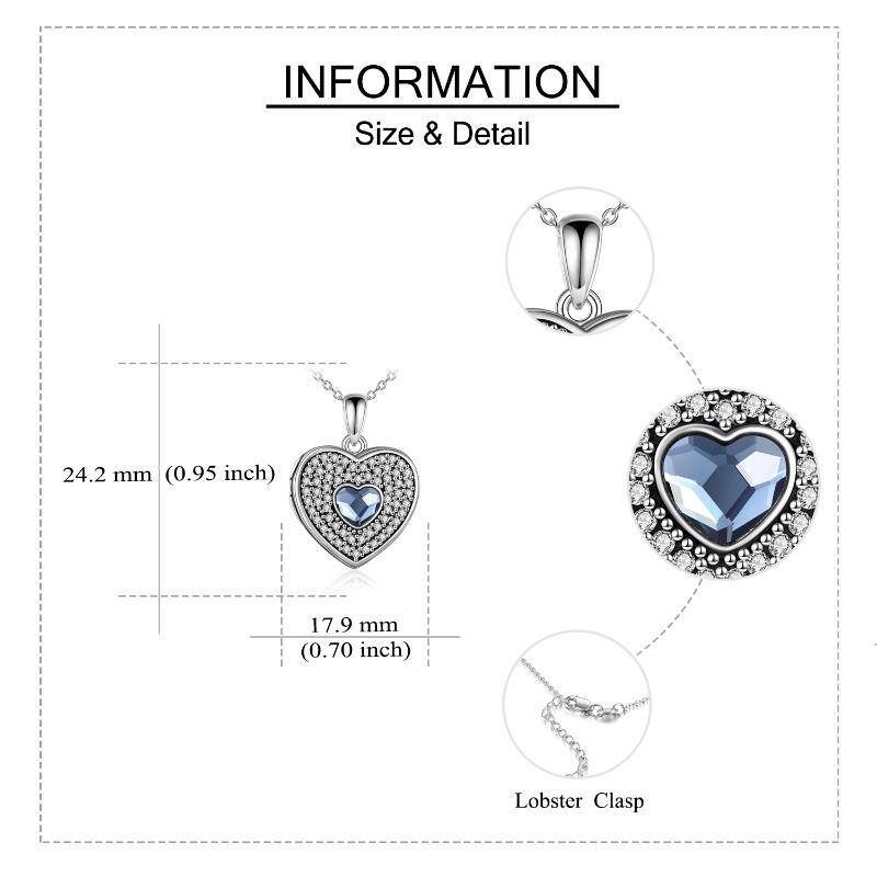 Plata de ley Cubic Zirconia Corazón Personalizado Foto Locket Collar-5