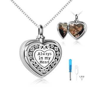 Sterling Silver Heart Personalized Photo Locket Urn Necklace for Ashes-54