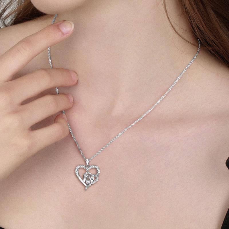 Collier en argent sterling avec pendentif cœur et promesse Pinky-4