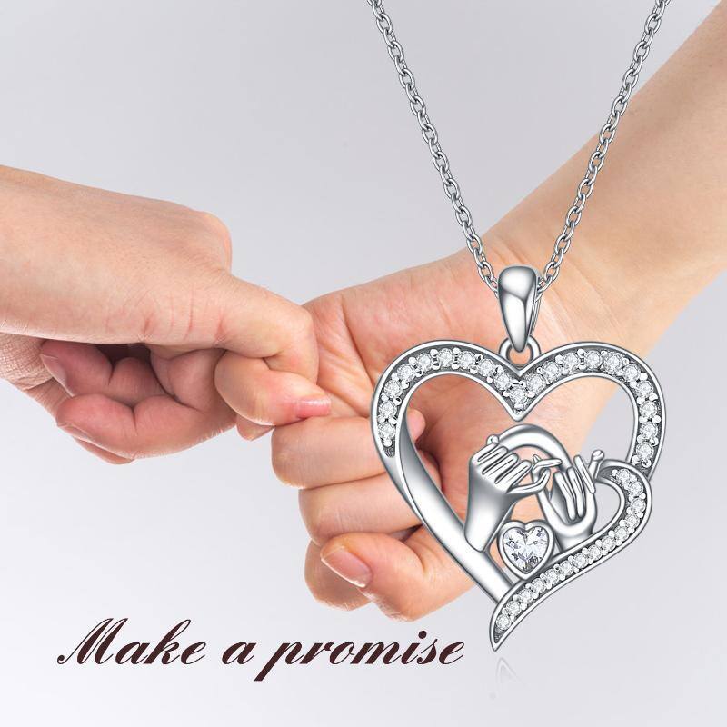 Collier en argent sterling avec pendentif cœur et promesse Pinky-6