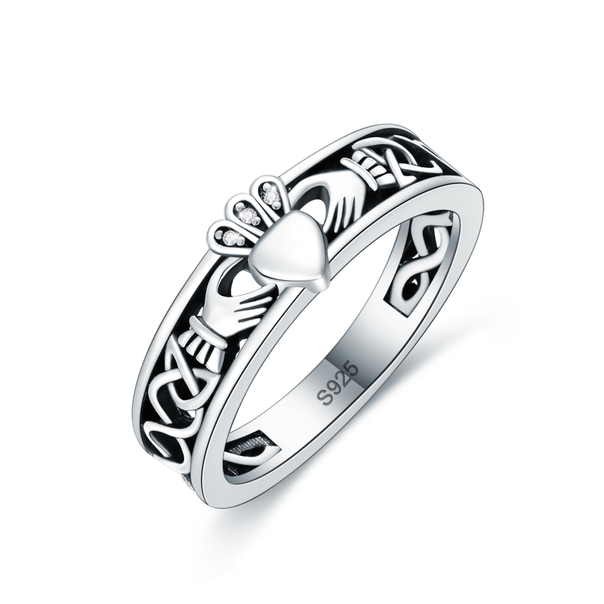 Bague en argent sterling avec coeur-1