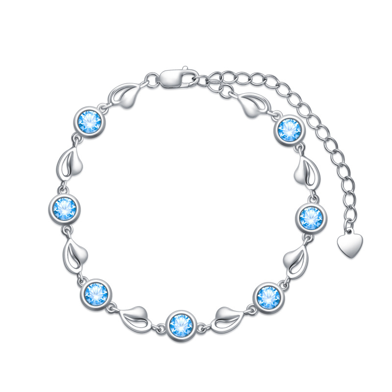 Sterling Silver Heart & Round Charm Bracelet-18