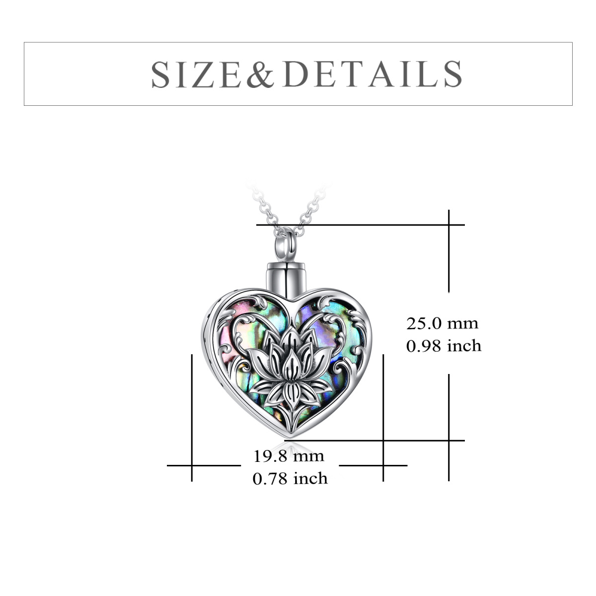 Sterling Silver Heart Abalone Shellfish Lotus Urn Necklace For Ashes-5