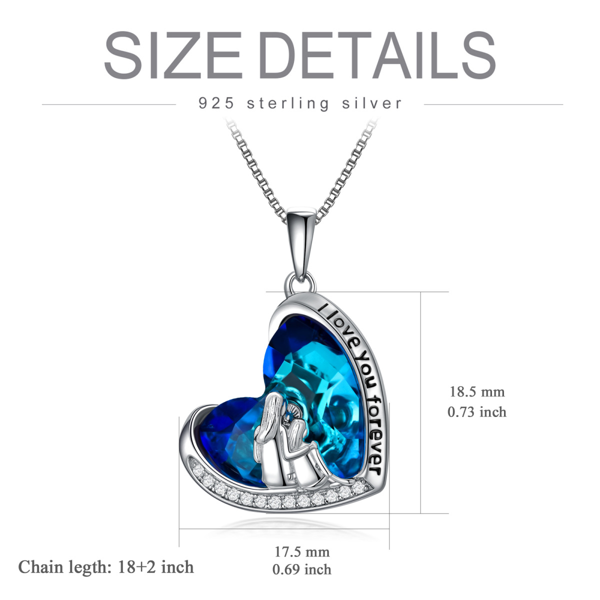 Sterling Silver Heart Shaped Abalone Shellfish Mother & Daughter Pendant Necklace with Engraved Word-5