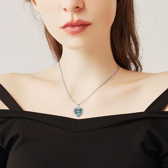 Sterling zilveren Lotus hart Abalone schelpdieren gepersonaliseerde graveren foto zakje ketting-2