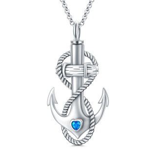 Sterling Silver Heart Shaped Cubic Zirconia Anchor Urn Necklace for Ashes-33