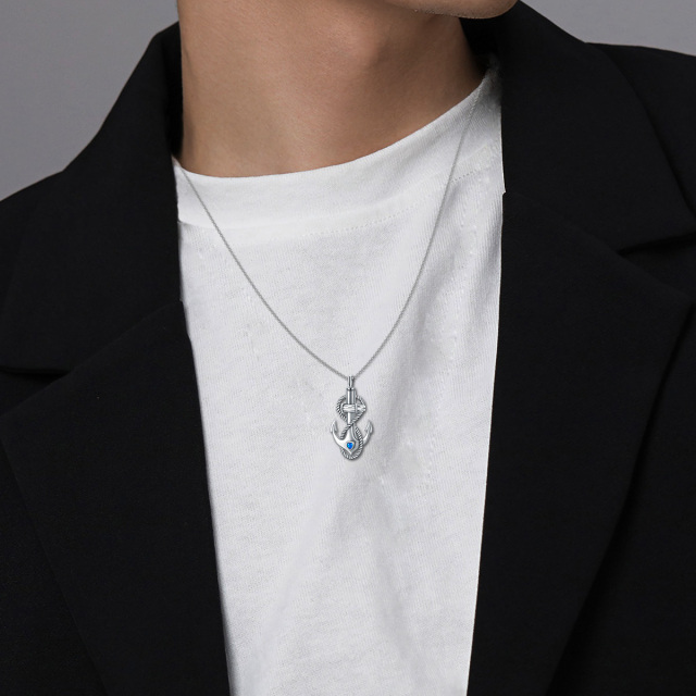 Collana d'argento a forma di cuore con zircone cubico per urna per le ceneri-3