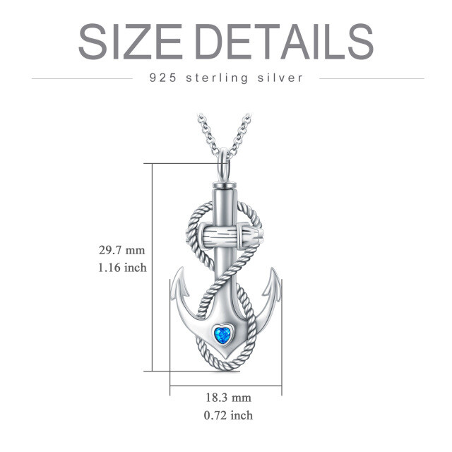 Sterling Silber Herz geformt Cubic Zirkonia Anker Urne Halskette-6