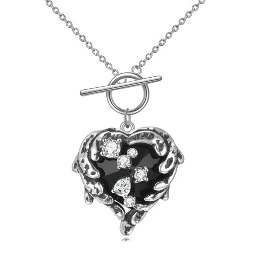 Collana con ciondolo in argento sterling con ali d'angelo e cristallo a cuore