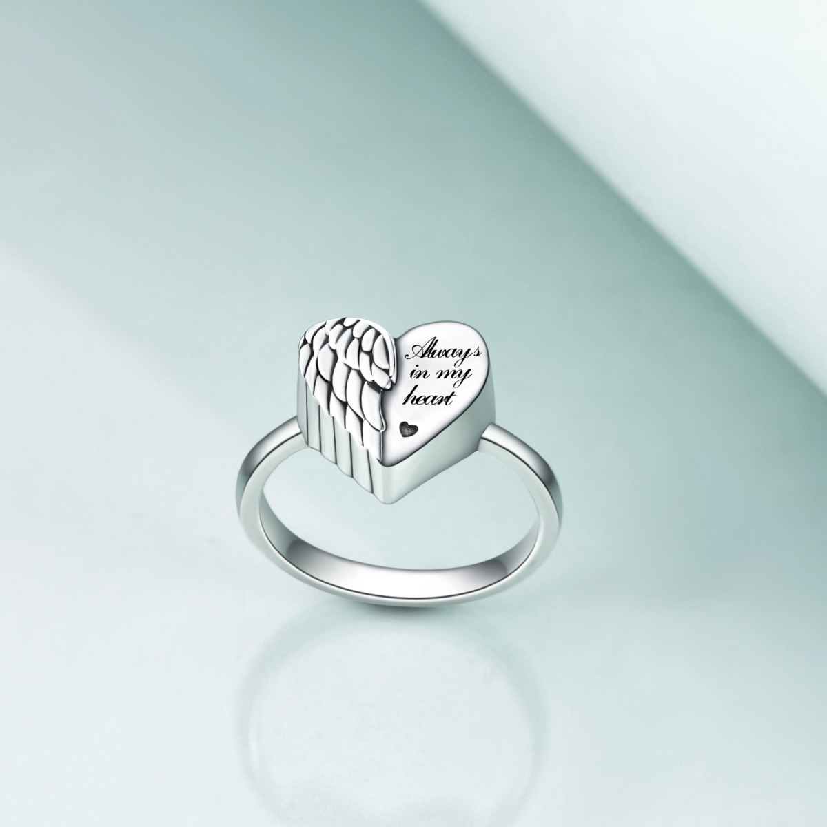 Sterling Silver Heart Shaped Angel Wings Urn Ring-4